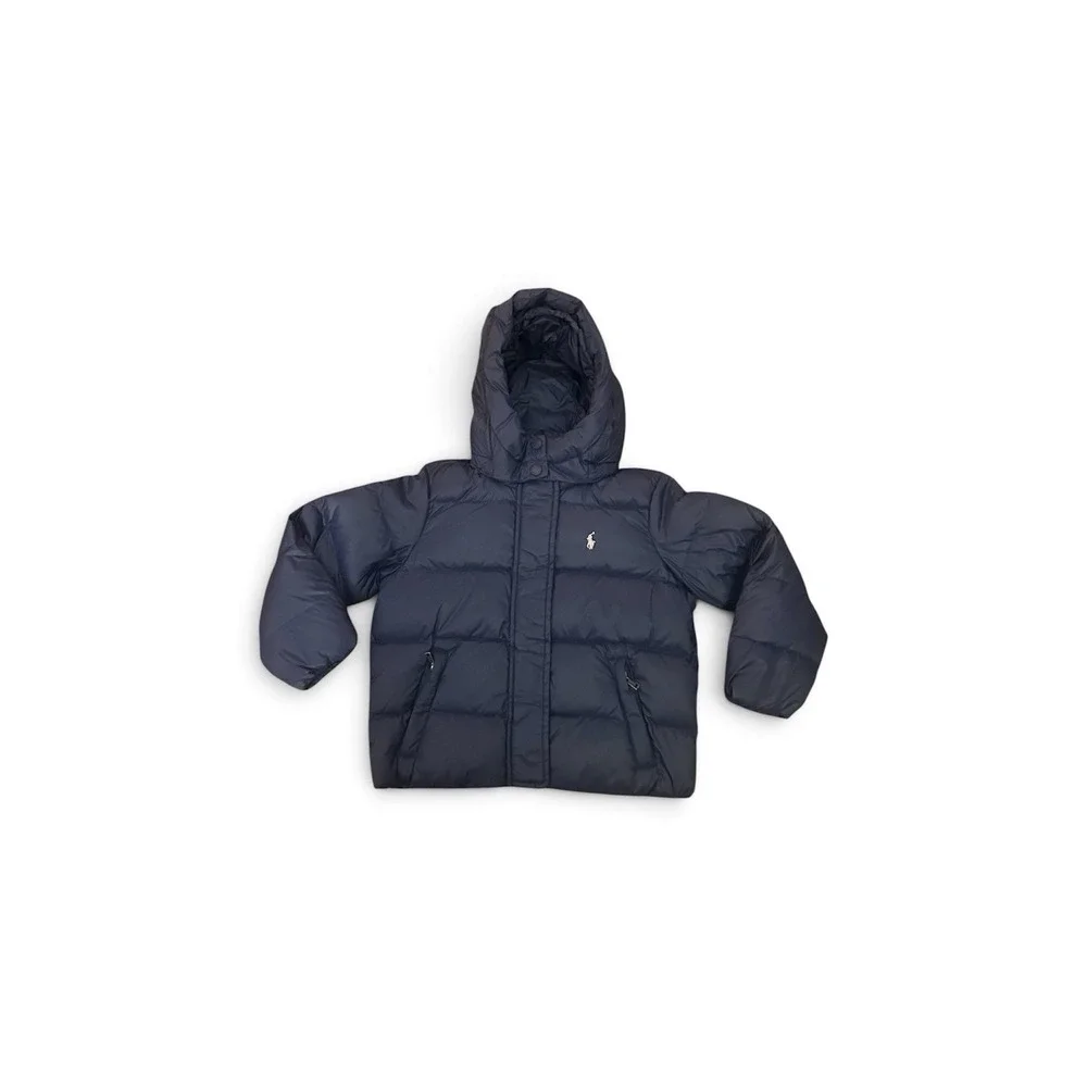 Polo Ralph Lauren Girls Coat 16 XL Down Puffer Jacket Hooded Navy Pink Pony